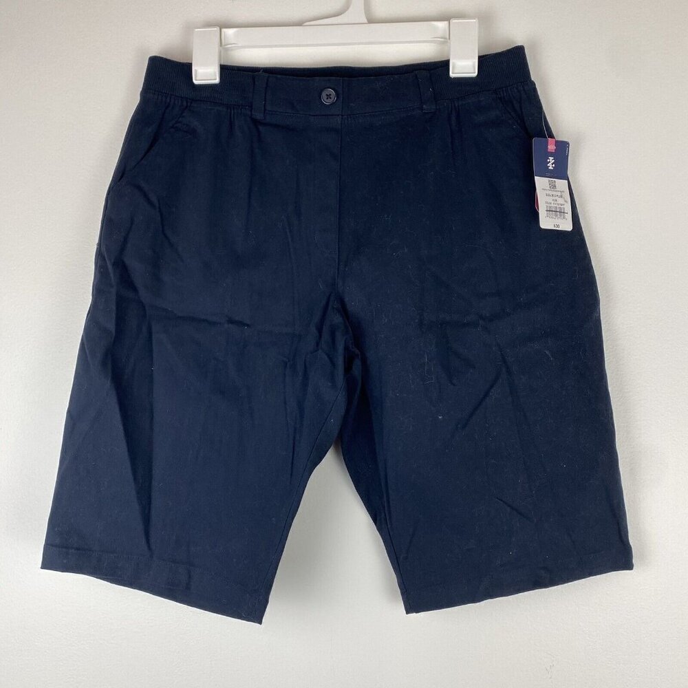 Izod Approved Schoolwear Girl's Navy Knit Waist Shorts Size 20.5 Plus